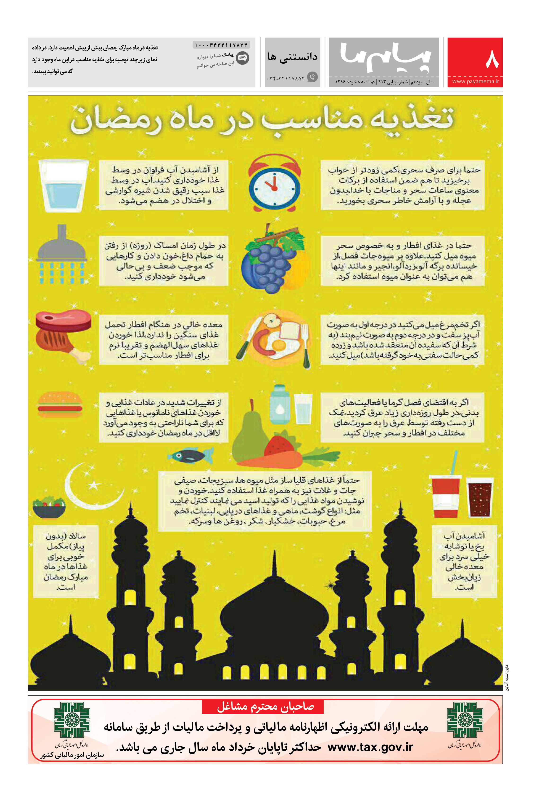 صفحه دانستنی ها شماره 913 روزنامه پیام ما