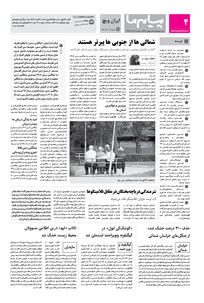 صفحه ایران ویچ شماره 977 روزنامه پیام ما
