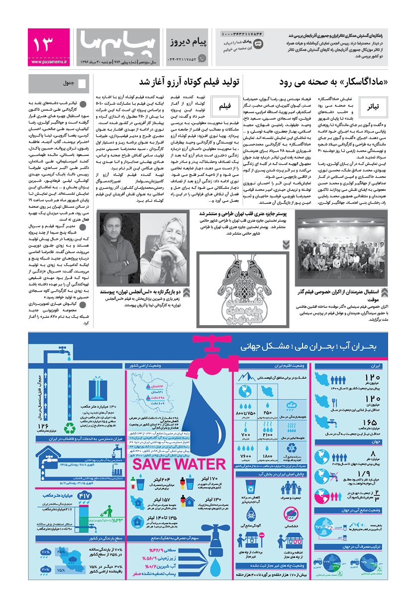 صفحه گوناگون شماره 976 روزنامه پیام ما