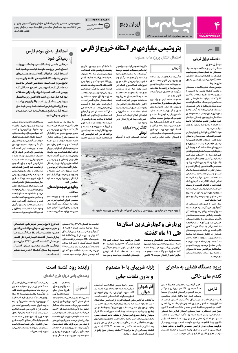 صفحه ایران ویچ شماره 983 روزنامه پیام ما