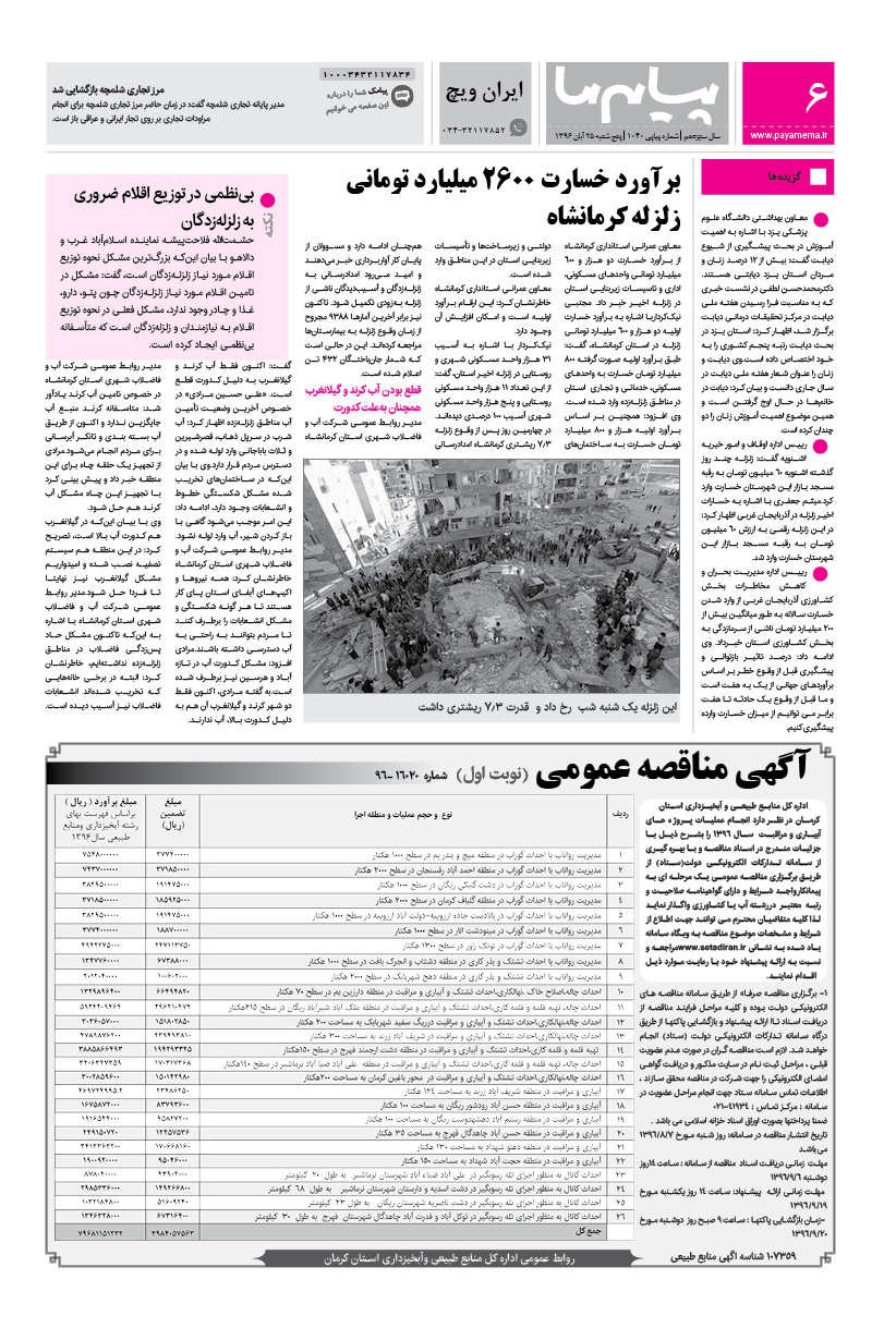 صفحه ایران ویچ شماره 1040 روزنامه پیام ما