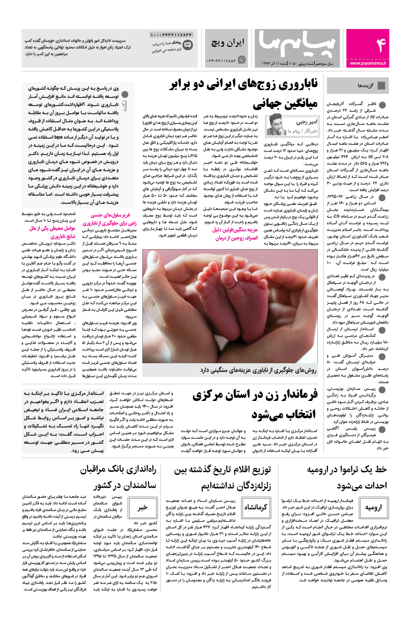 صفحه ایران ویچ شماره 1050 روزنامه پیام ما