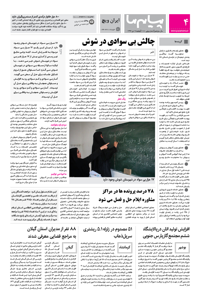 صفحه ایران ویچ شماره 1080 روزنامه پیام ما