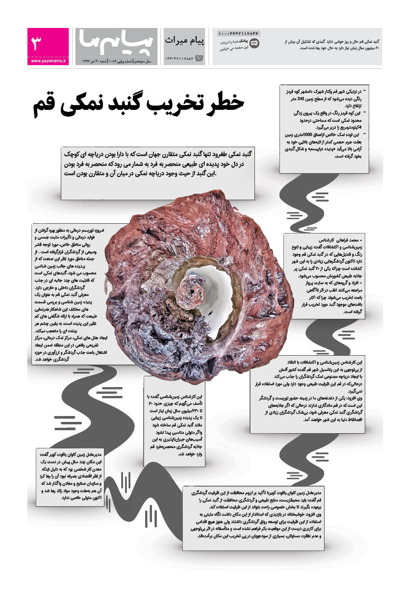 صفحه پیام میراث شماره 1089 روزنامه پیام ما