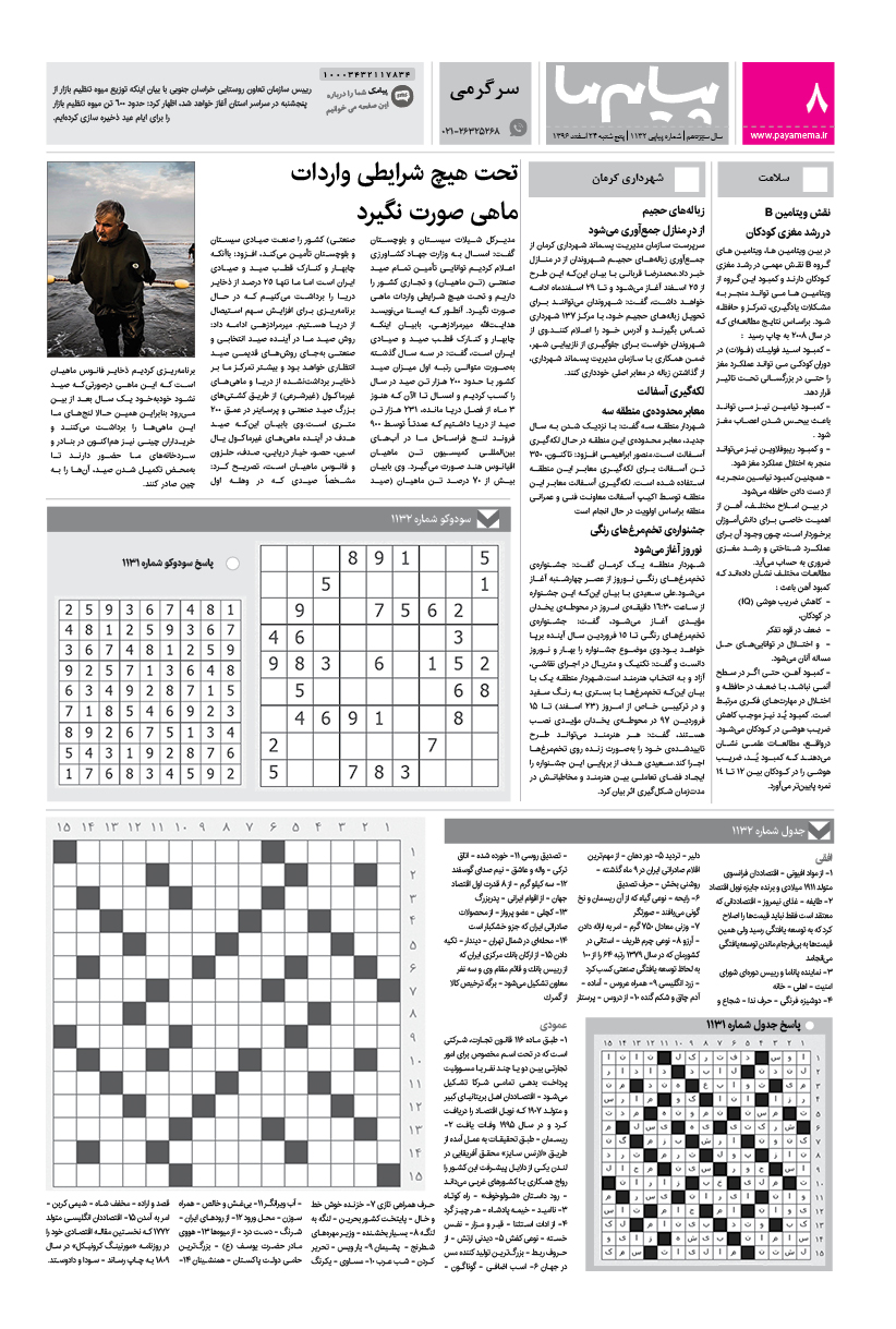 صفحه پیام ایران شماره 1132 روزنامه پیام ما
