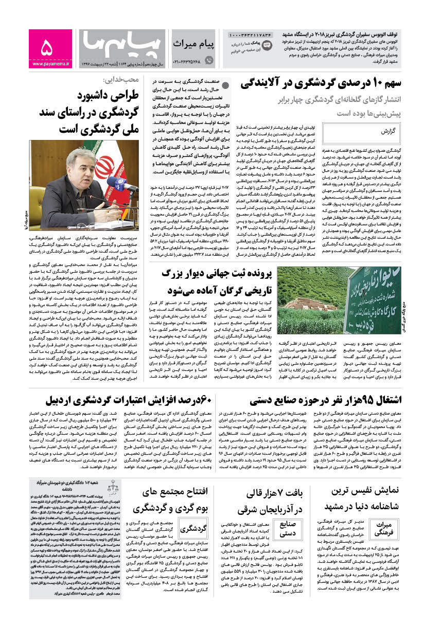 صفحه پیام میراث شماره 1164 روزنامه پیام ما