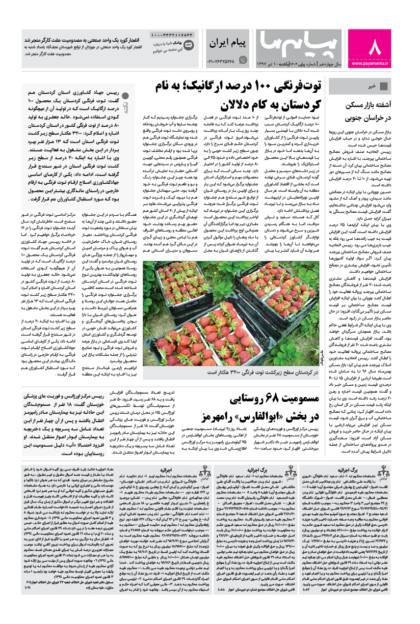 صفحه پیام ایران شماره 1202 روزنامه پیام ما