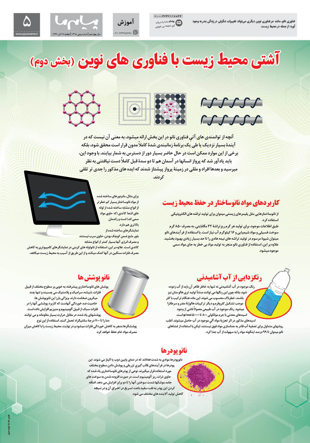صفحه اموزش شماره 1315 روزنامه پیام ما