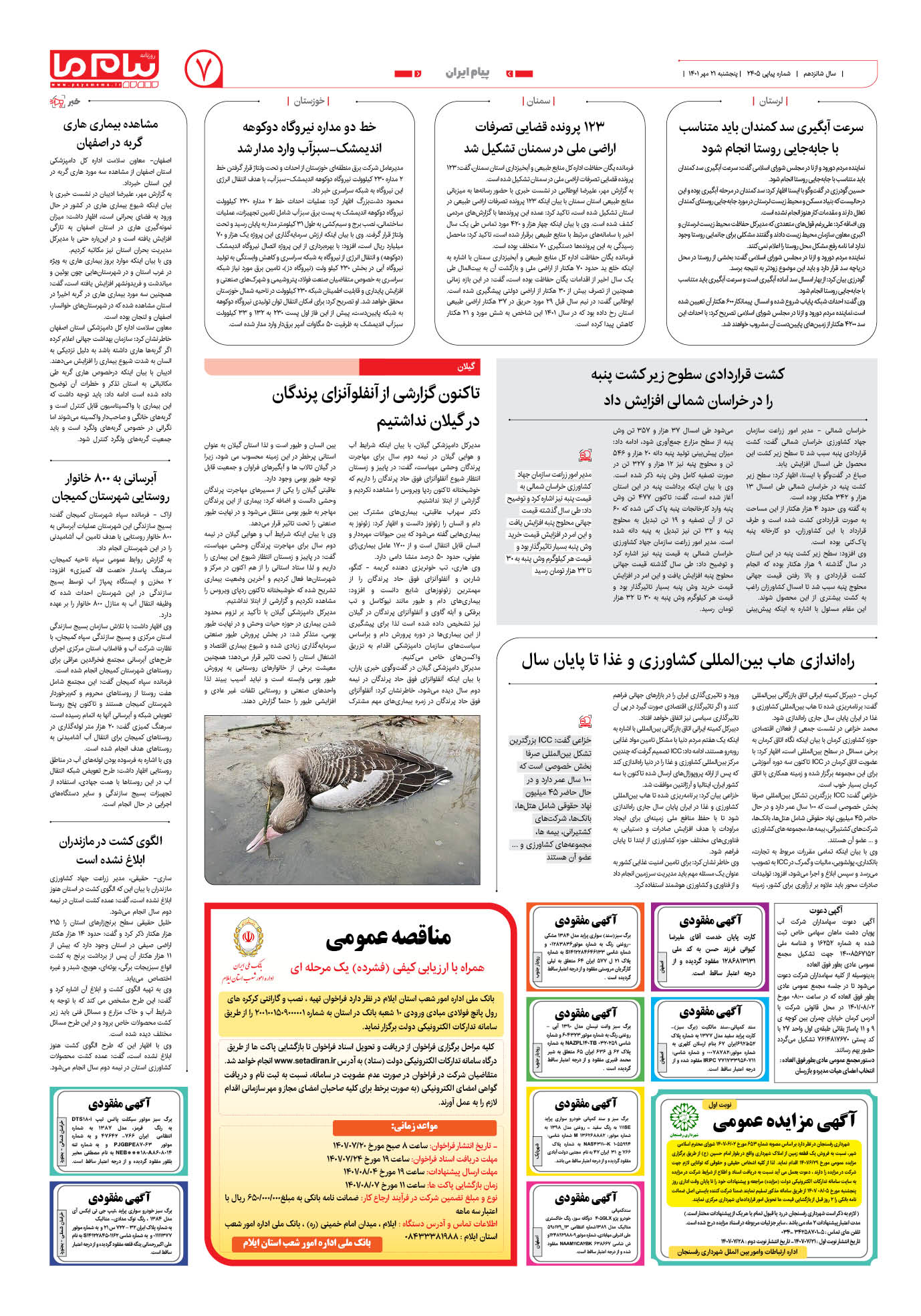 صفحه پیام ایران شماره 2405 روزنامه پیام ما
