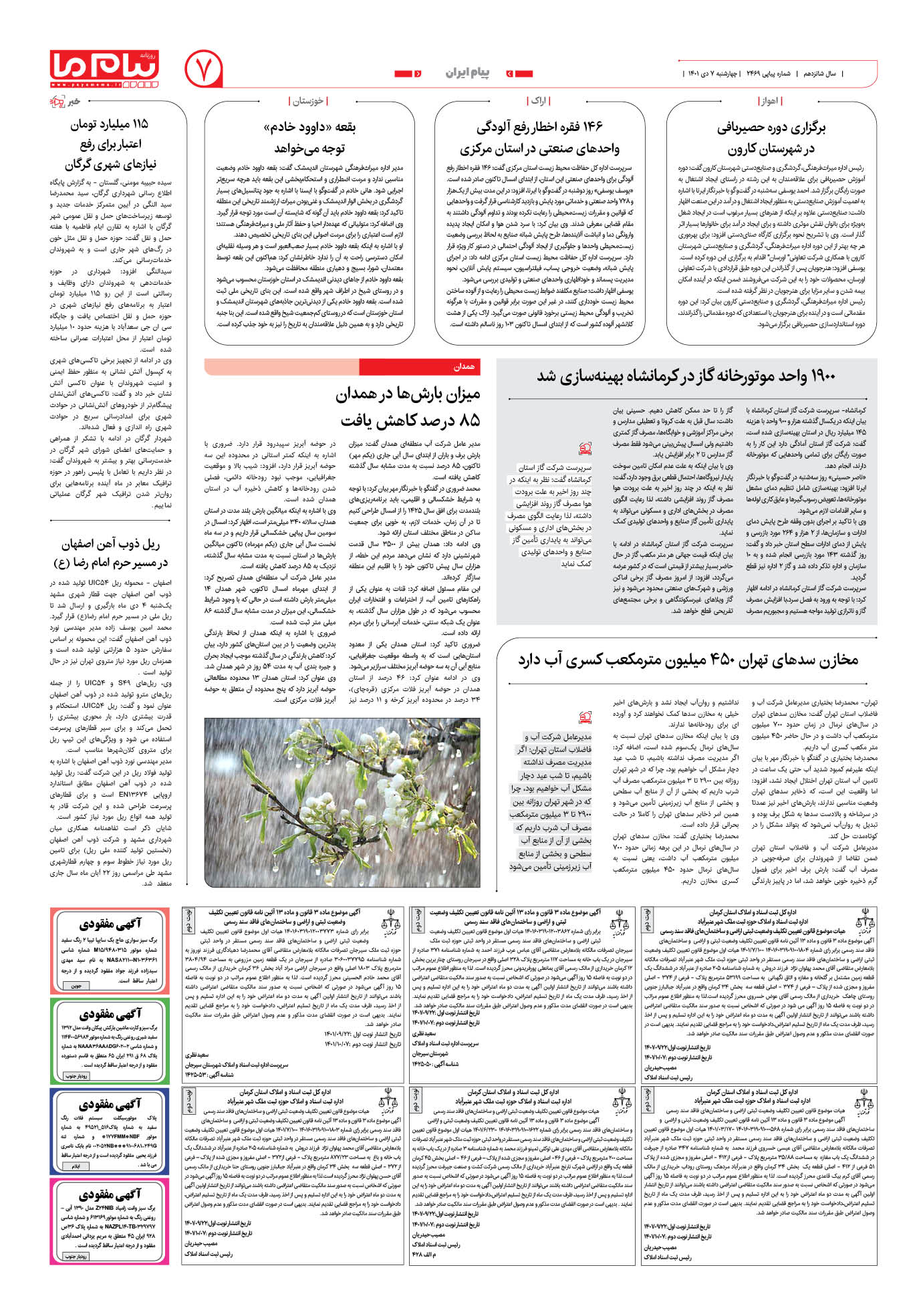 صفحه پیام ایران شماره 2469 روزنامه پیام ما