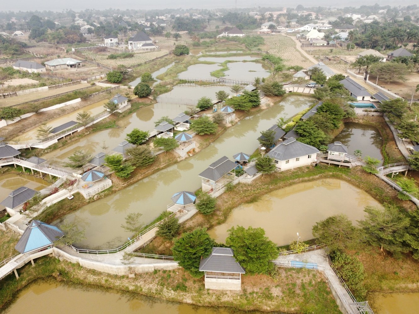 Aerial,View,Of,A,Fish,Farm,And,Resort,In,Nigeria