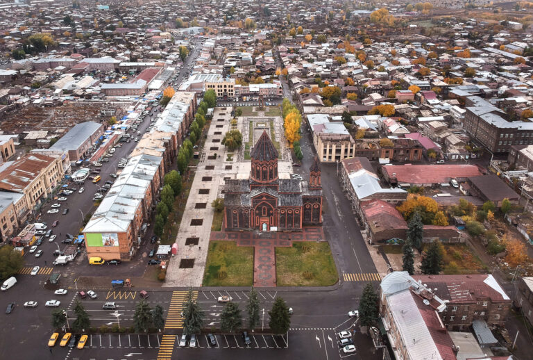 Aerial,View,On,Gyumri,City,,Armenia.,Caucasian,Typical,Post-soviet,City