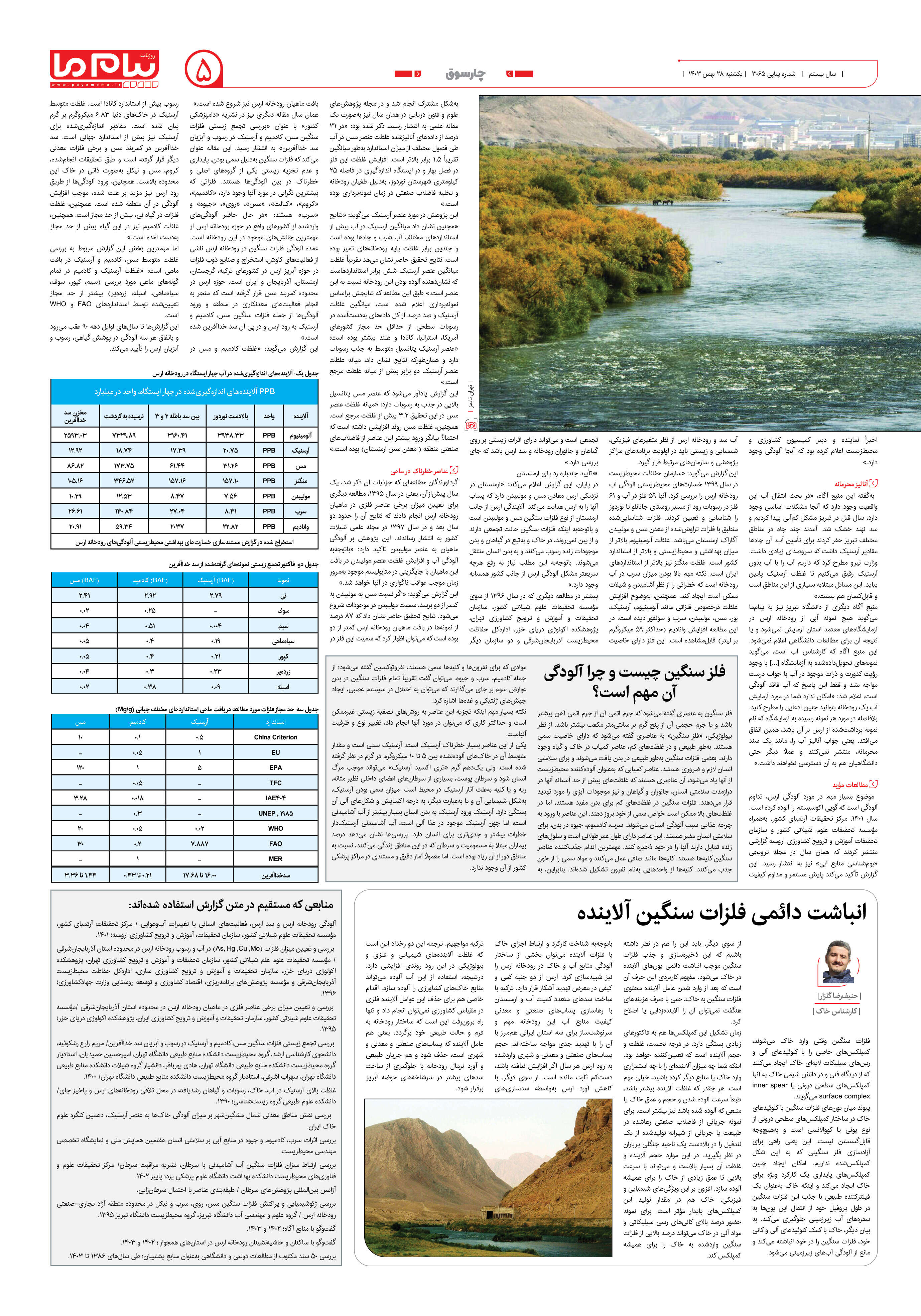 صفحه ۵ شماره ۳۰۶۵ روزنامه پیام ما