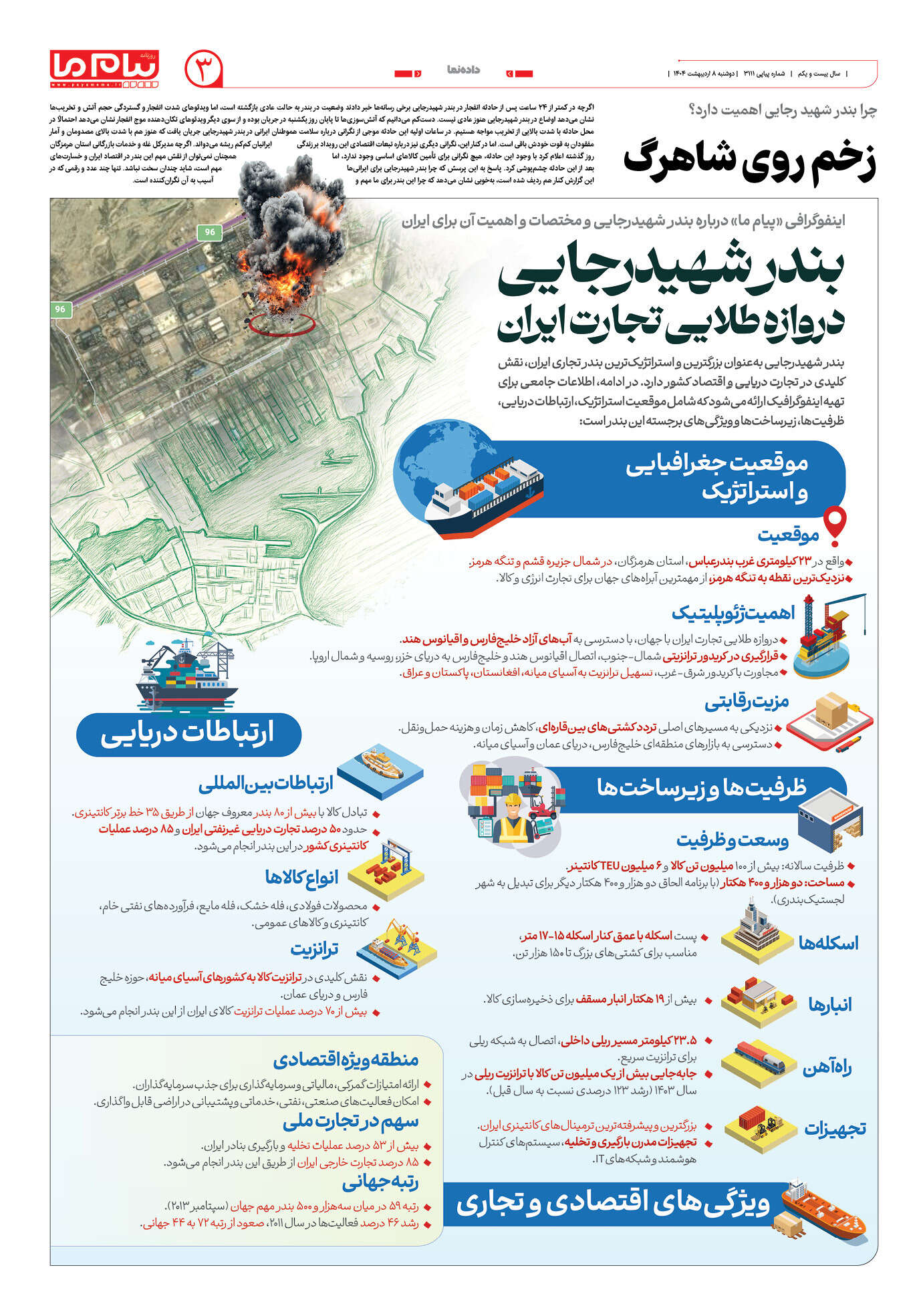 صفحه ۳ شماره ۳۱۱۱ روزنامه پیام ما