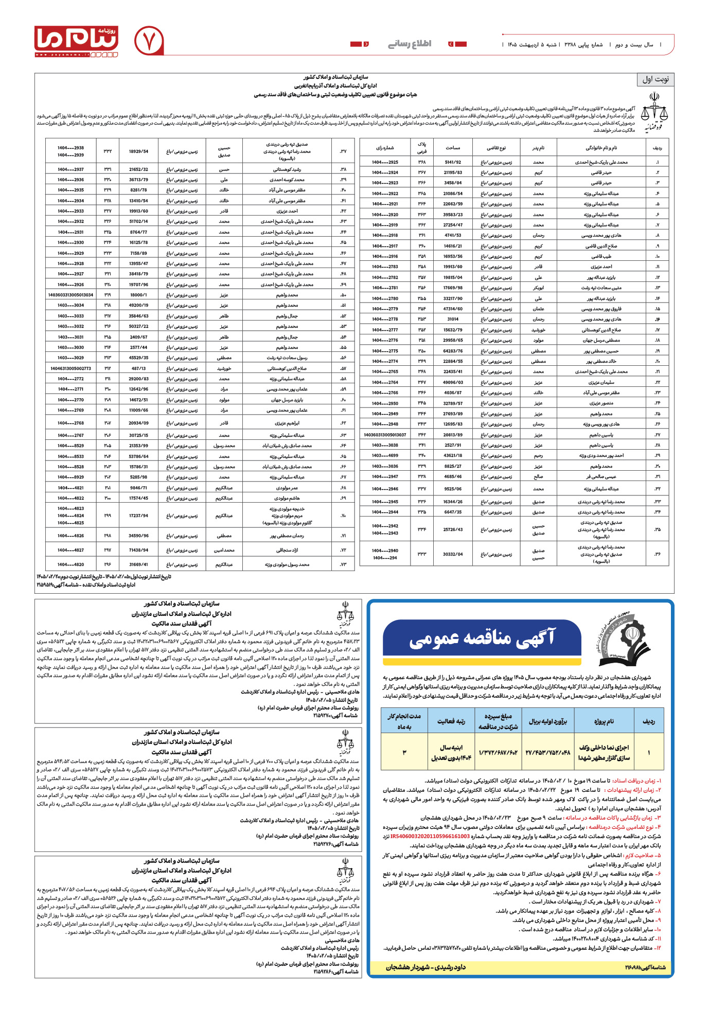 صفحه ۷ شماره ۷ روزنامه پیام ما