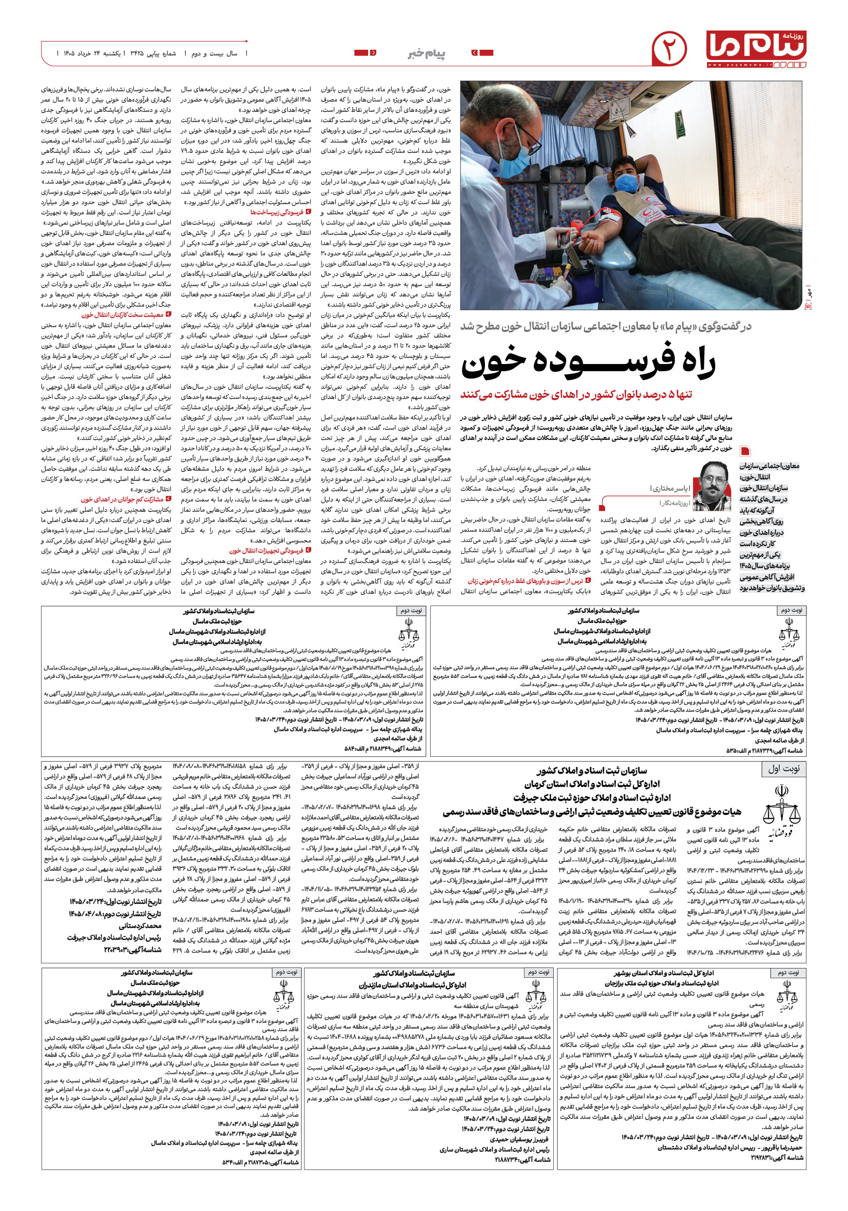 صفحه ۲ شماره ۲ روزنامه پیام ما