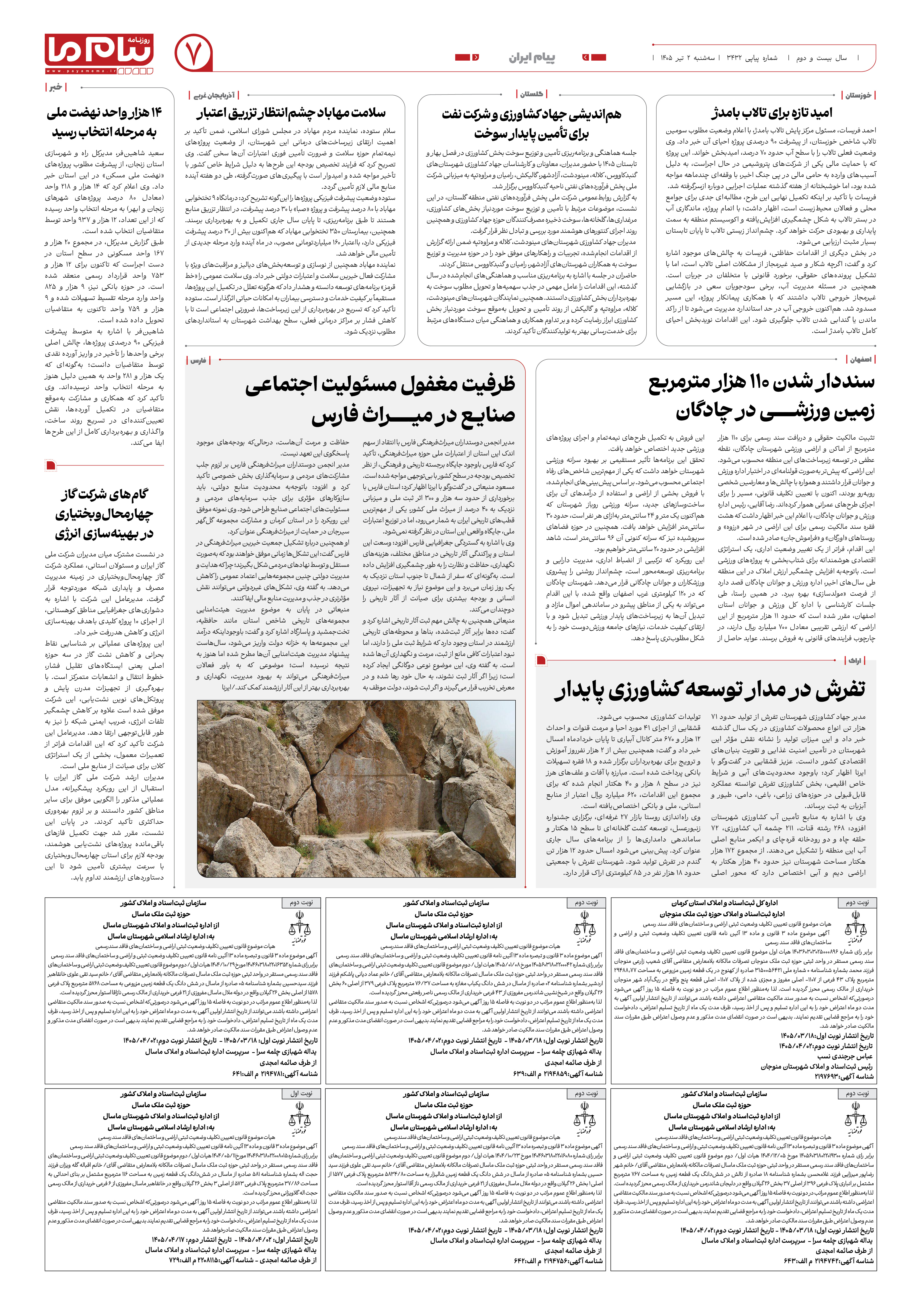 صفحه ۷ شماره ۷ روزنامه پیام ما