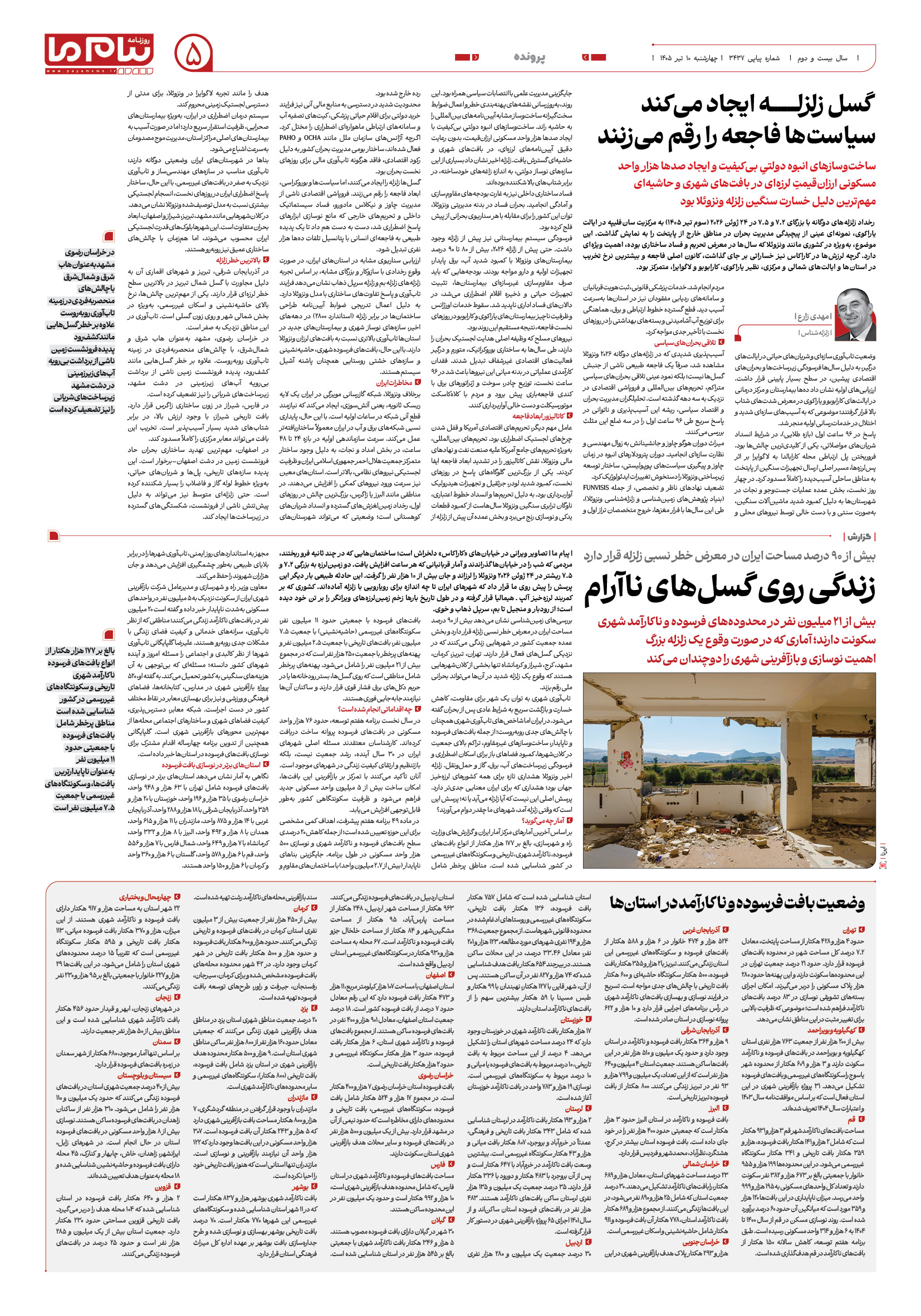 صفحه ۵ شماره ۵ روزنامه پیام ما