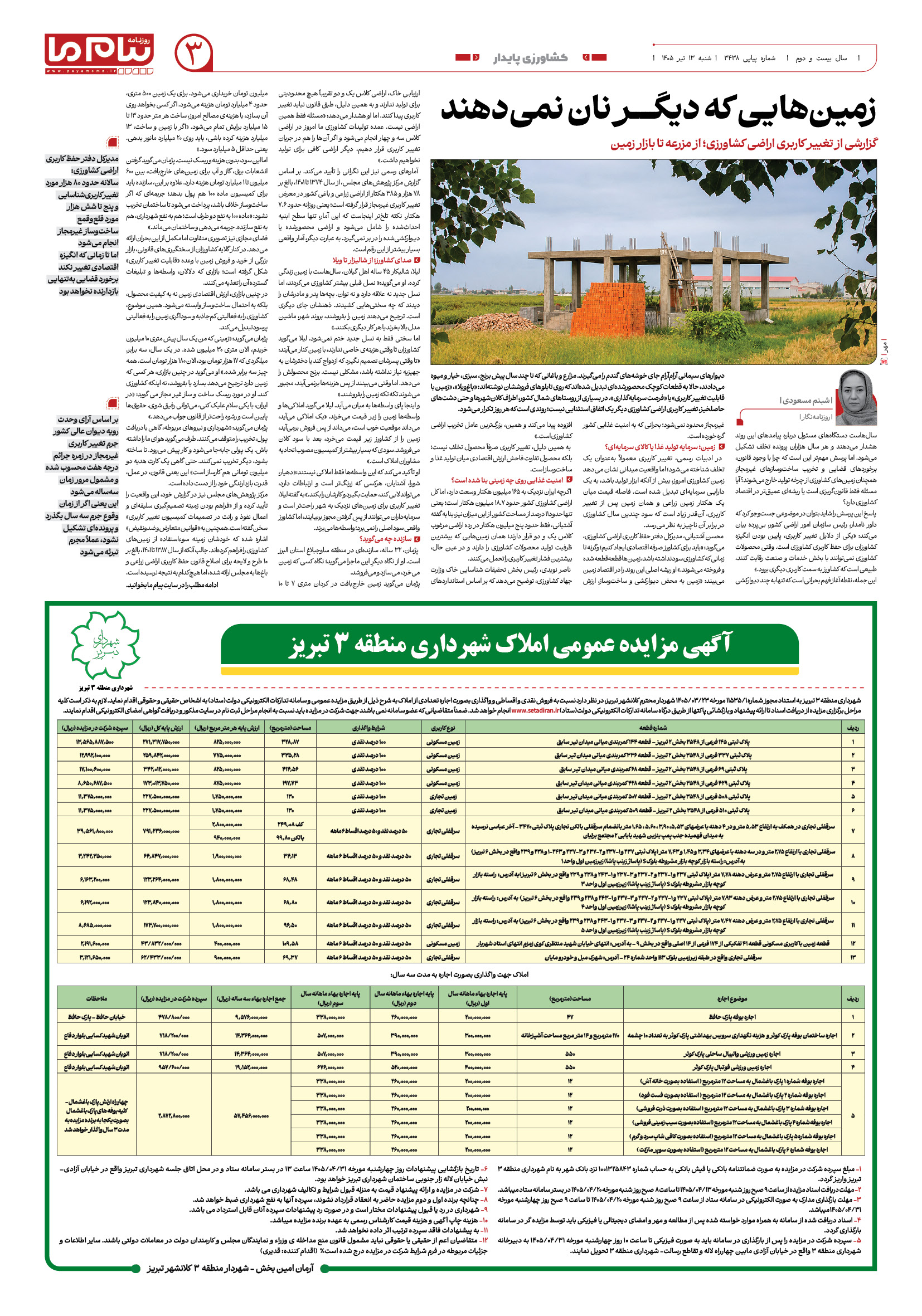 صفحه ۳ شماره ۳ روزنامه پیام ما
