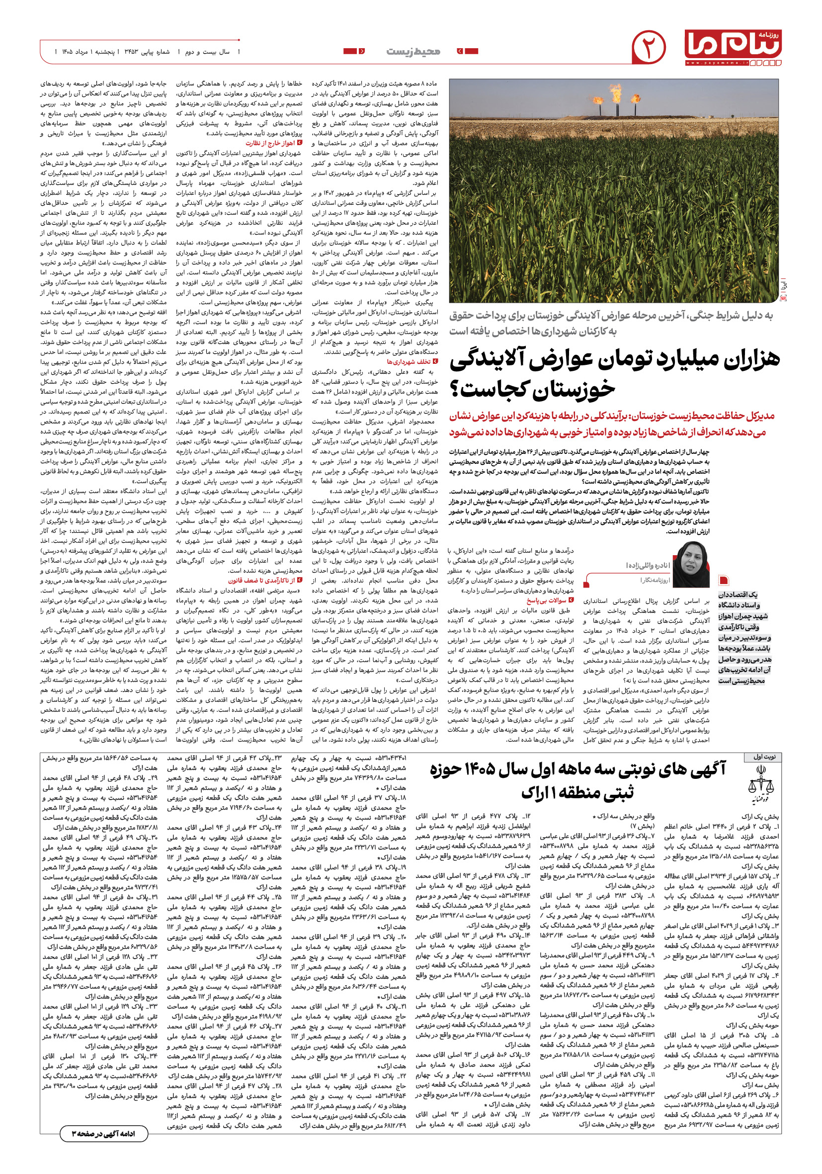 صفحه ۲ شماره ۲ روزنامه پیام ما