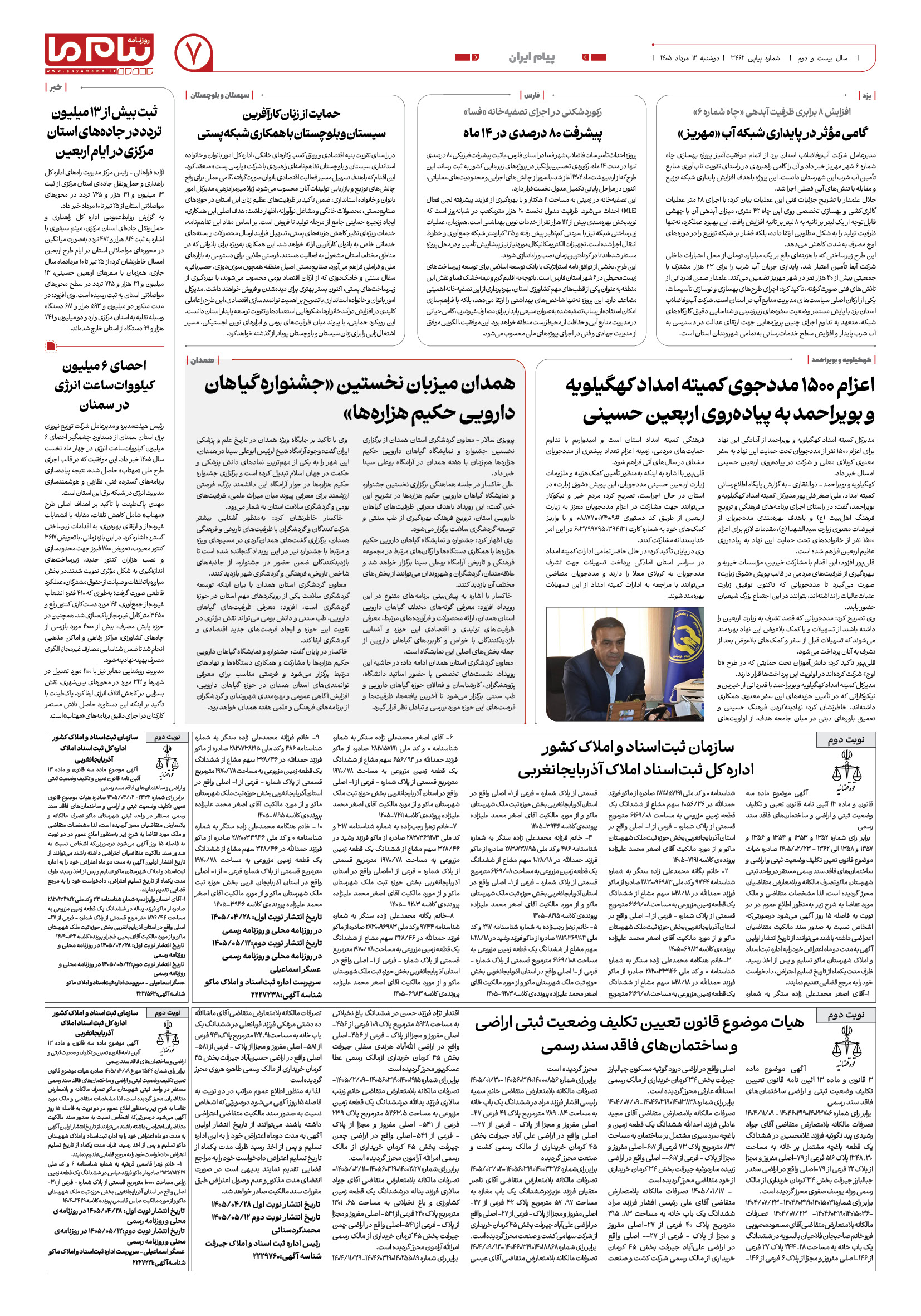 صفحه ۷ شماره ۷ روزنامه پیام ما