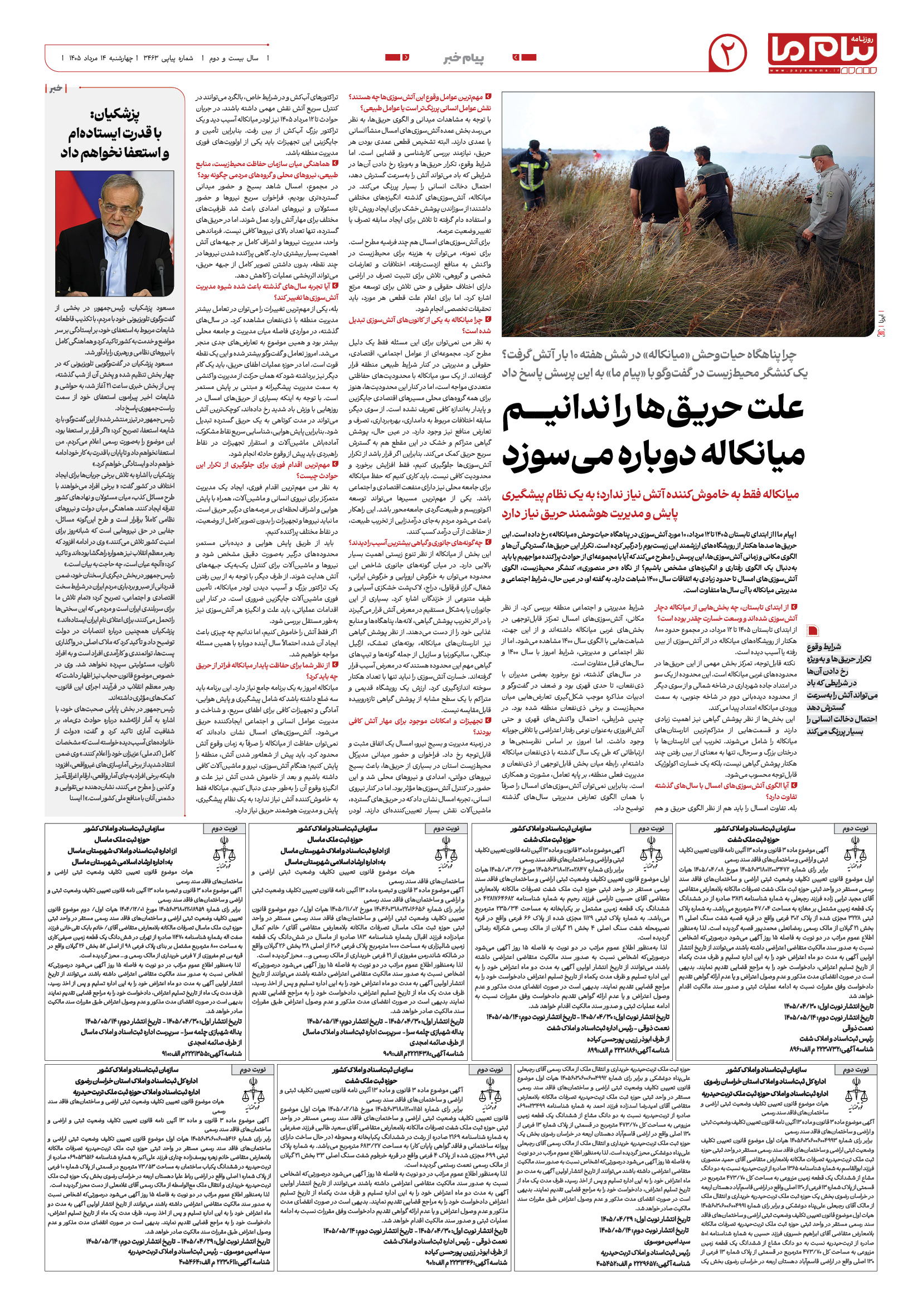 صفحه ۲ شماره ۲ روزنامه پیام ما