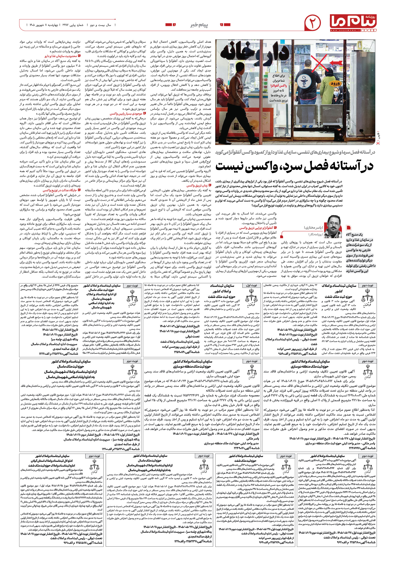صفحه ۲ شماره ۲ روزنامه پیام ما