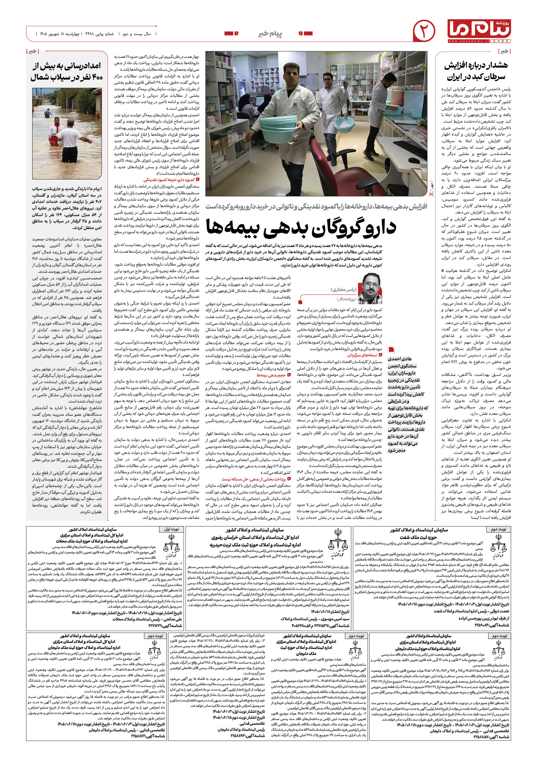 صفحه ۲ شماره ۲ روزنامه پیام ما