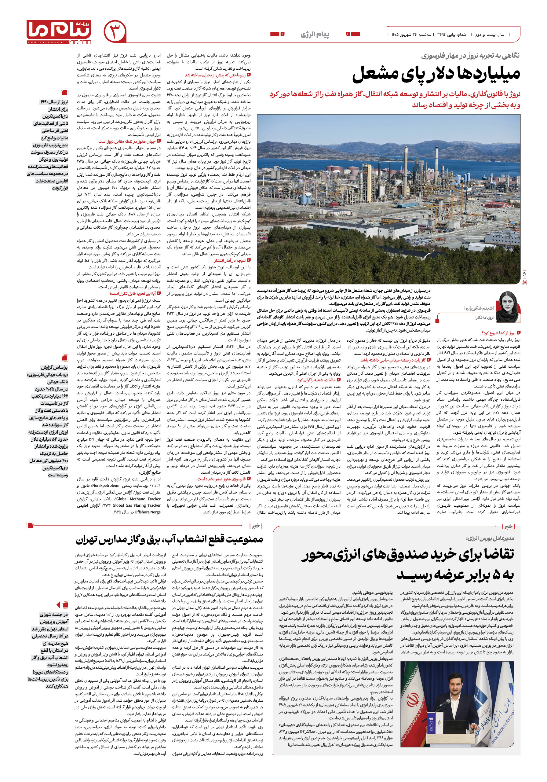 صفحه ۳ شماره ۳ روزنامه پیام ما