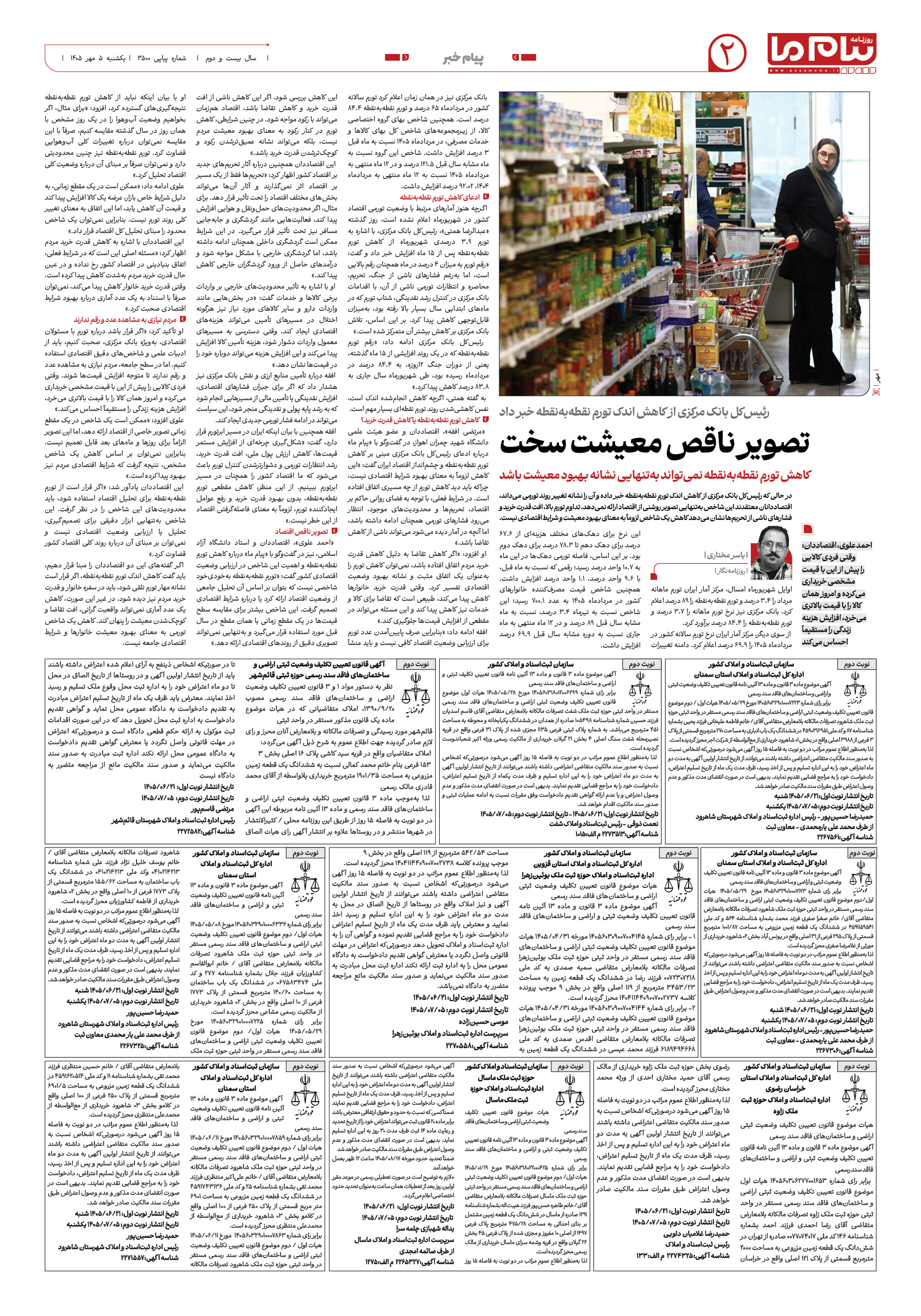 صفحه ۲ شماره ۲ روزنامه پیام ما