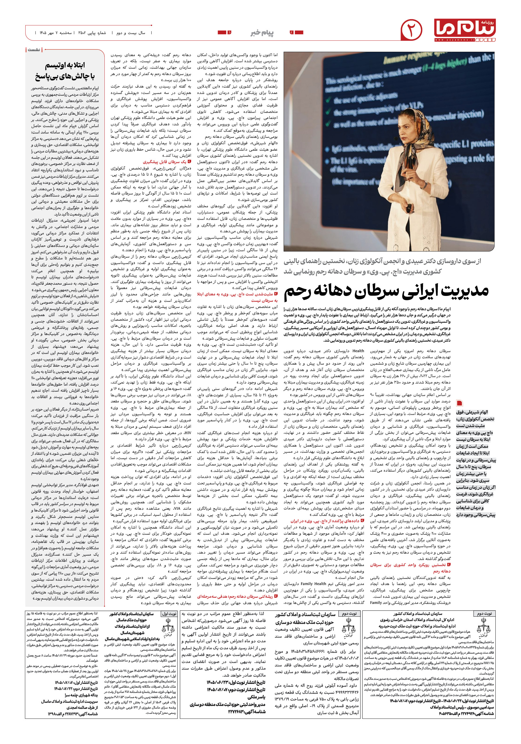 صفحه ۲ شماره ۲ روزنامه پیام ما