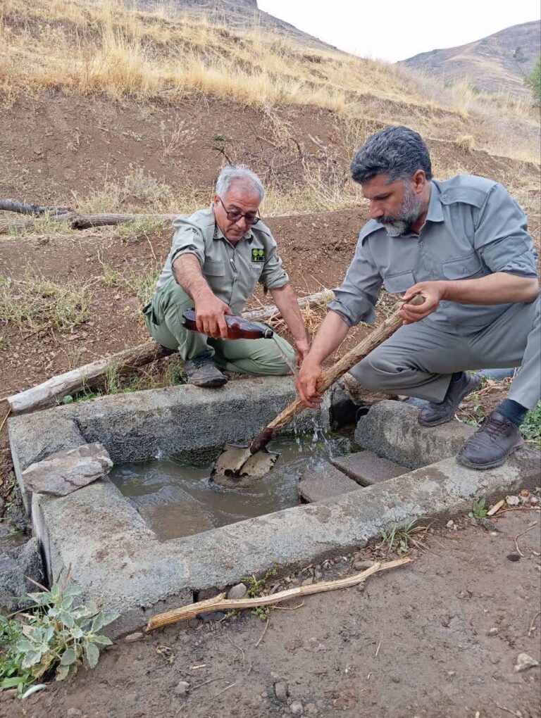 پاکسازی و ضدعفونی آبشخورهای منطقه حفاظت‌شده بدر و پریشان در سنقروکلیایی
